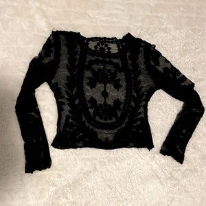 Black lace long sleeve top